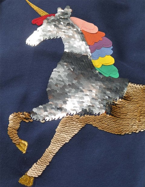 Colour-Change Sequin T-Shirt - College Blue Unicorn Colour-Change Sequin T-Shirt - College Blue Unicorn