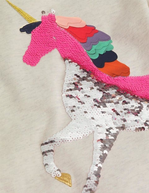 Colour-Change Sequin T-Shirt - Oatmeal Unicorn Colour-Change Sequin T-Shirt - Oatmeal Unicorn