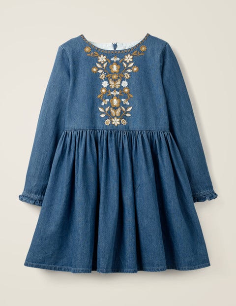 Embroidered Detail Dress - Chambray Embroidered Detail Dress - Chambray