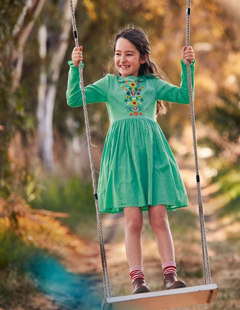 Embroidered Detail Dress - Asparagus Green