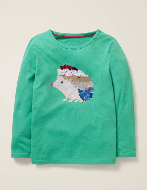 T-Shirt Mit Tierapplikation - Spargelgrün, Igel T-Shirt Mit Tierapplikation - Spargelgrün, Igel