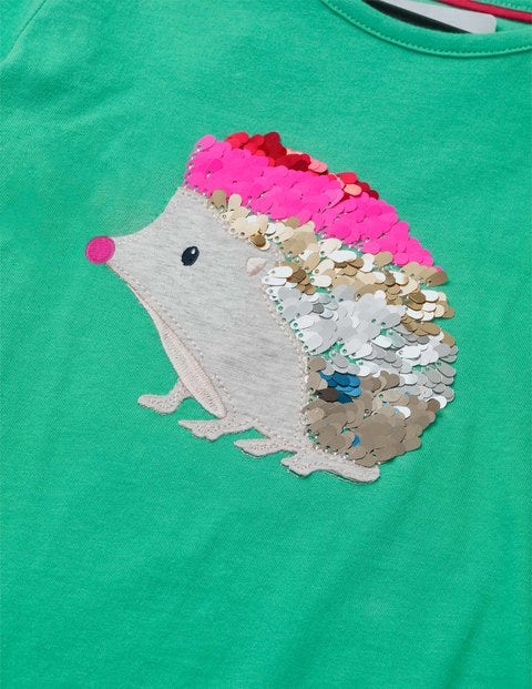 T-Shirt Mit Tierapplikation - Spargelgrün, Igel T-Shirt Mit Tierapplikation - Spargelgrün, Igel