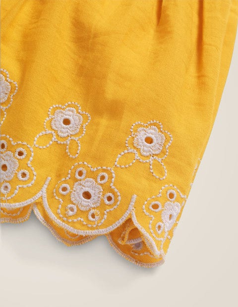Drop-Waist Broderie Hem Dress - Mellow Yellow/Ecru Drop-Waist Broderie Hem Dress - Mellow Yellow/Ecru