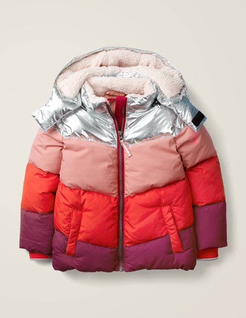 Kuschelige Jacke Mit Wattierung - Silber/Paprikarot, Chevron Kuschelige Jacke Mit Wattierung - Silber/Paprikarot, Chevron
