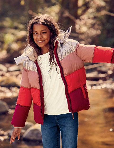 Kuschelige Jacke Mit Wattierung - Silber/Paprikarot, Chevron Kuschelige Jacke Mit Wattierung - Silber/Paprikarot, Chevron