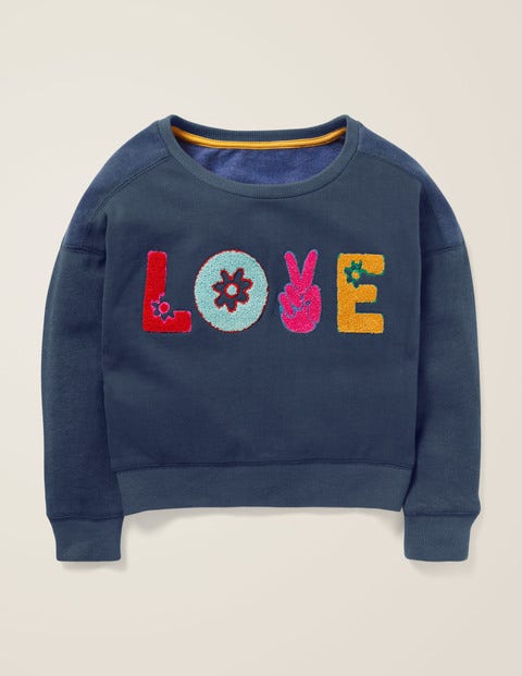 Slogan Sweatshirt - College Blue Love Slogan Sweatshirt - College Blue Love