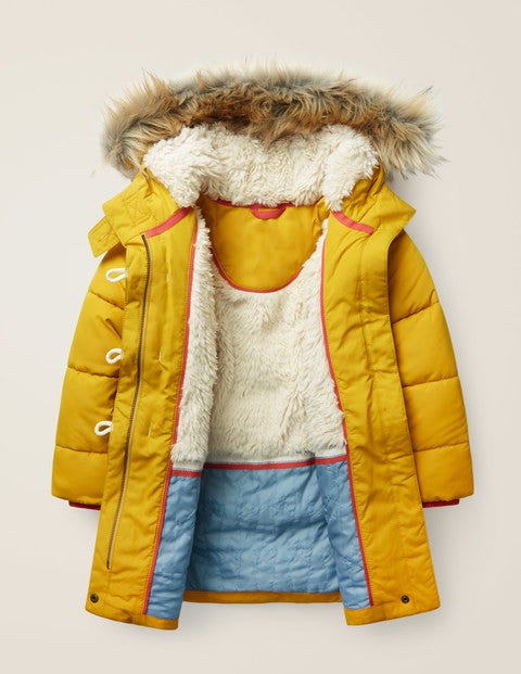 Lange Jacke Mit Wattierung - Warmes Gelb Lange Jacke Mit Wattierung - Warmes Gelb