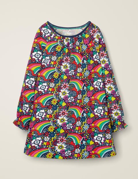 Printed Tunic - College Blue Sixties Rainbow Printed Tunic - College Blue Sixties Rainbow