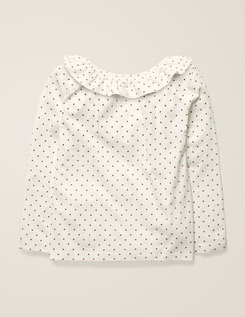 Ruffle Neck Top - Ivory/Bramble Red Pin Spot Ruffle Neck Top - Ivory/Bramble Red Pin Spot