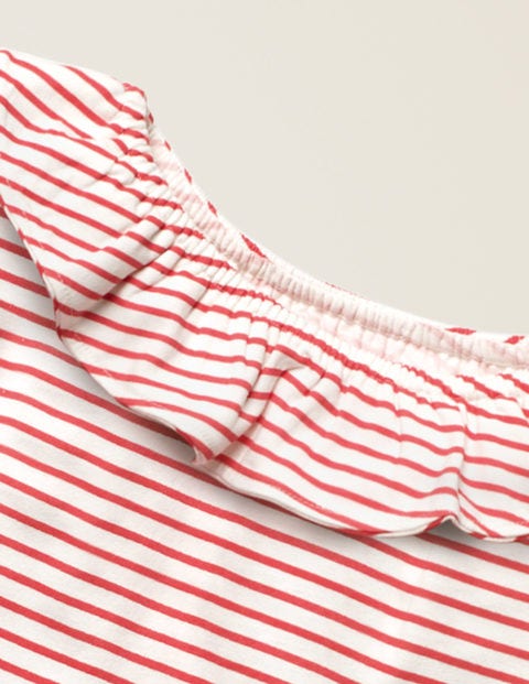 Ruffle Neck Top - Ivory/Carmine Red Ruffle Neck Top - Ivory/Carmine Red
