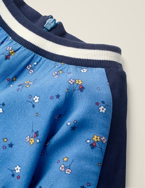 Contrast Sleeve Printed Dress - Elizabethan Blue Star Sprig Contrast Sleeve Printed Dress - Elizabethan Blue Star Sprig