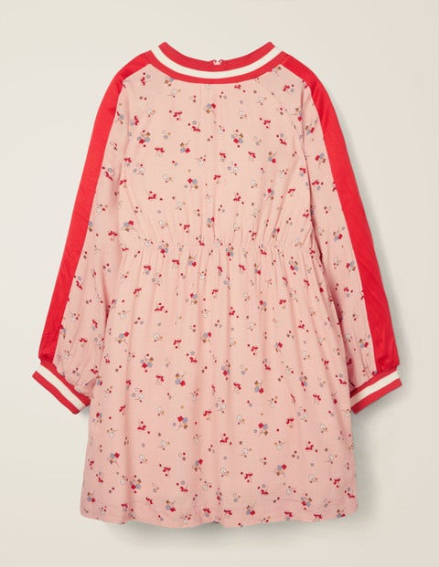 Contrast Sleeve Printed Dress - Provence Dusty Pink Star Sprig Contrast Sleeve Printed Dress - Provence Dusty Pink Star Sprig
