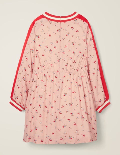 Contrast Sleeve Printed Dress - Provence Dusty Pink Star Sprig Contrast Sleeve Printed Dress - Provence Dusty Pink Star Sprig