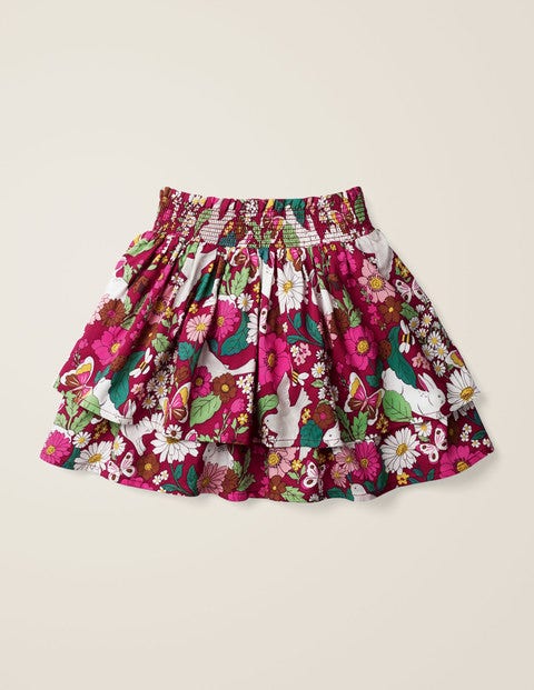 Smocked Woven Skirt - Bramble Pink Florabunda Smocked Woven Skirt - Bramble Pink Florabunda