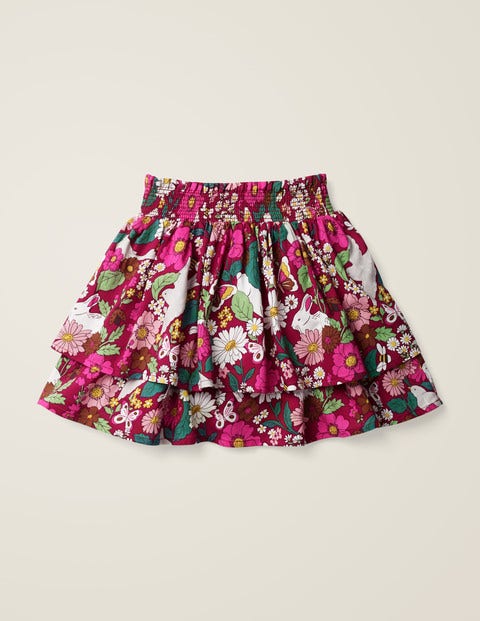 Smocked Woven Skirt - Bramble Pink Florabunda Smocked Woven Skirt - Bramble Pink Florabunda