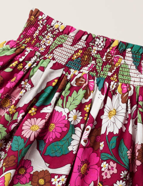 Smocked Woven Skirt - Bramble Pink Florabunda Smocked Woven Skirt - Bramble Pink Florabunda