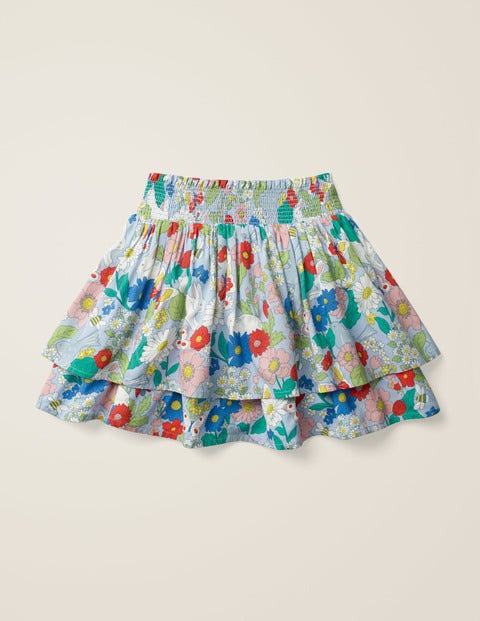 Smocked Woven Skirt - Provence Blue Florabunda Smocked Woven Skirt - Provence Blue Florabunda