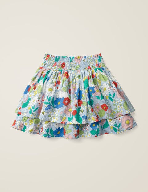 Smocked Woven Skirt - Provence Blue Florabunda Smocked Woven Skirt - Provence Blue Florabunda