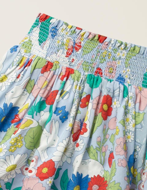 Smocked Woven Skirt - Provence Blue Florabunda Smocked Woven Skirt - Provence Blue Florabunda