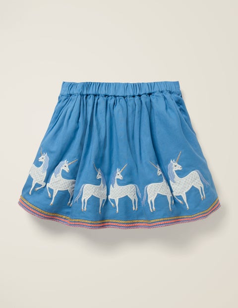 Appliqué Hem Skirt - Elizabethan Blue Unicorns Appliqué Hem Skirt - Elizabethan Blue Unicorns