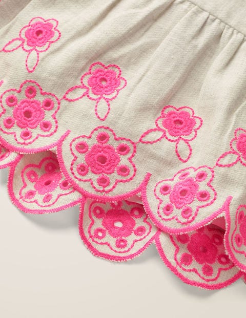 Embroidered Hem Skirt - Grey Marl/Festival Pink Embroidered Hem Skirt - Grey Marl/Festival Pink