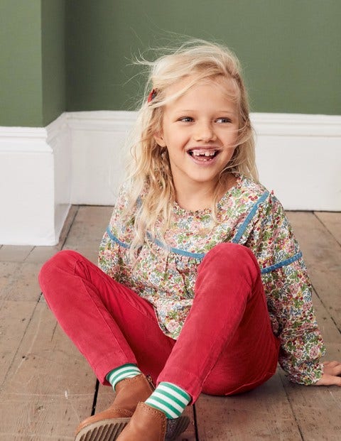 Frill Woven Top - Chalky Pink Flower Berry Frill Woven Top - Chalky Pink Flower Berry