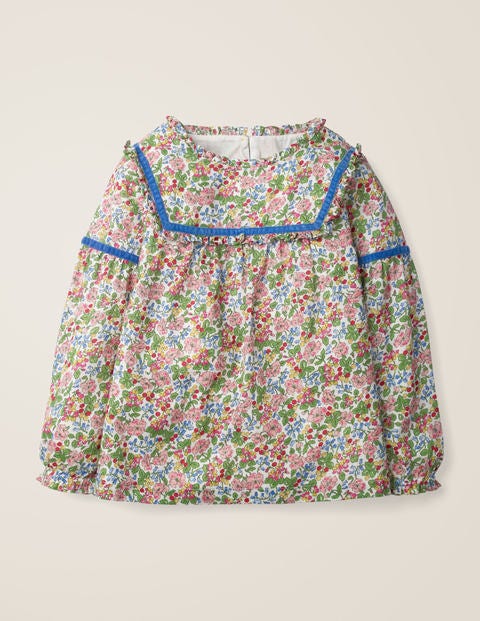 Frill Woven Top - Chalky Pink Flower Berry Frill Woven Top - Chalky Pink Flower Berry