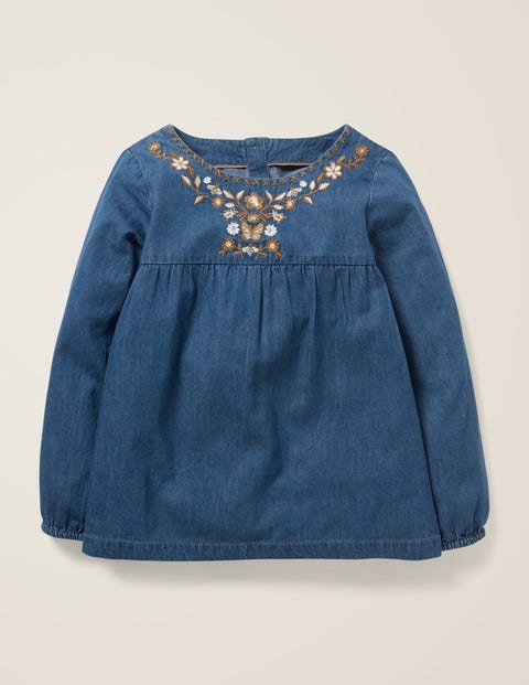 Embroidered Detail Top - Chambray Embroidered Detail Top - Chambray