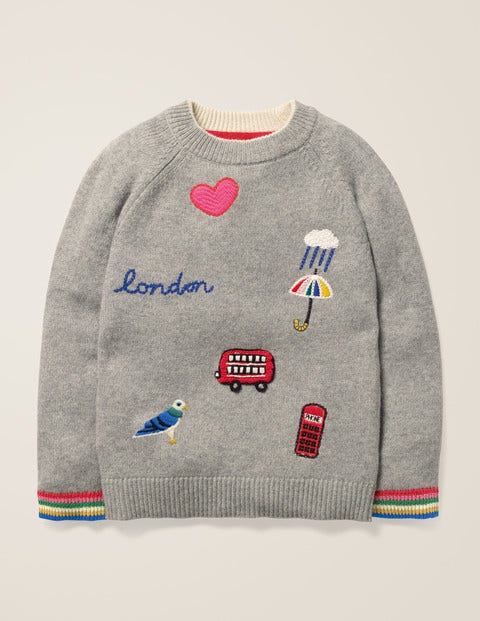 Embroidered Badge Jumper - Grey Marl London Embroidered Badge Jumper - Grey Marl London