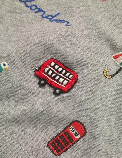 Embroidered Badge Jumper - Grey Marl London Embroidered Badge Jumper - Grey Marl London