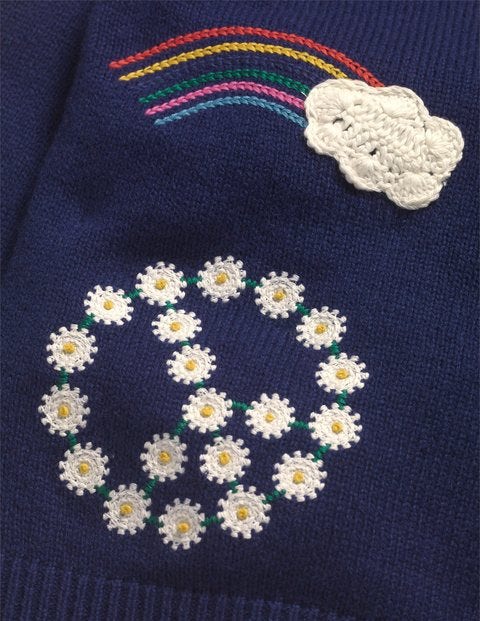 Pull Avec Badges Brodés - Motif Love bleu marine Pull Avec Badges Brodés - Motif Love bleu marine