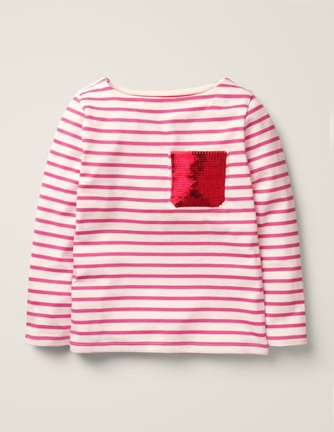 Fröhliches Bretonshirt - Naturweiß/Knallrosa, London Fröhliches Bretonshirt - Naturweiß/Knallrosa, London