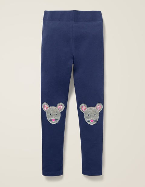 Appliqué Leggings - College Blue Mice Appliqué Leggings - College Blue Mice