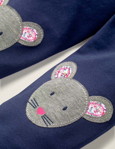 Appliqué Leggings - College Blue Mice Appliqué Leggings - College Blue Mice