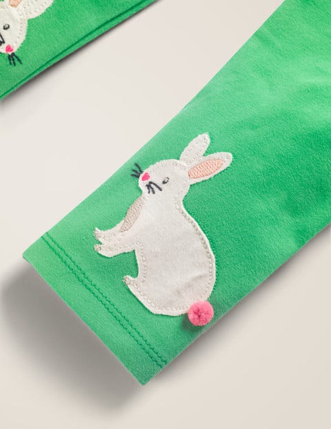 Appliqué Leggings - Asparagus Green Bunny Appliqué Leggings - Asparagus Green Bunny