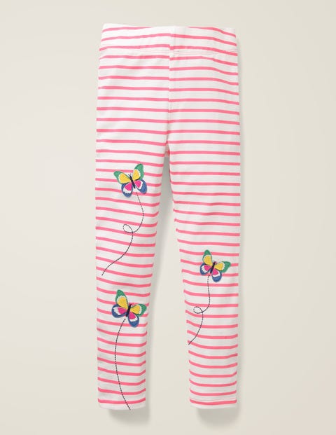 Leggings Mit Applikation - Knallrosa/Naturweiß, Schmetterlinge Leggings Mit Applikation - Knallrosa/Naturweiß, Schmetterlinge