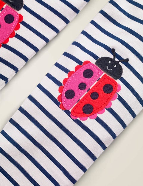 Appliqué Leggings - Ivory/College Blue Ladybirds Appliqué Leggings - Ivory/College Blue Ladybirds