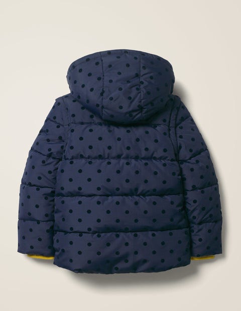 Cosy 2-In-1 Padded Jacket - Navy Flock Spot Cosy 2-In-1 Padded Jacket - Navy Flock Spot