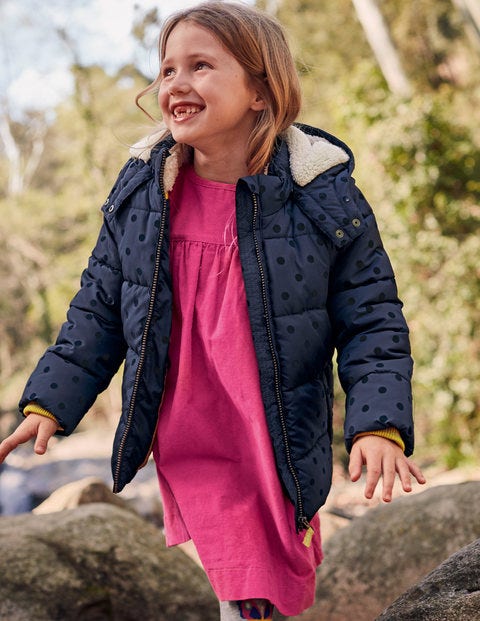 Cosy 2-In-1 Padded Jacket - Navy Flock Spot Cosy 2-In-1 Padded Jacket - Navy Flock Spot