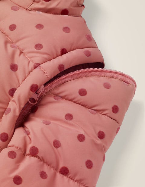 Cosy 2-In-1 Padded Jacket - Dusky Rose Pink Flock Spot Cosy 2-In-1 Padded Jacket - Dusky Rose Pink Flock Spot