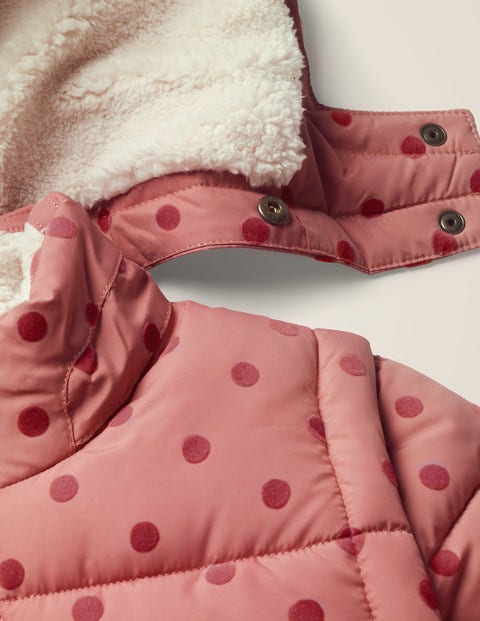 Cosy 2-In-1 Padded Jacket - Dusky Rose Pink Flock Spot Cosy 2-In-1 Padded Jacket - Dusky Rose Pink Flock Spot