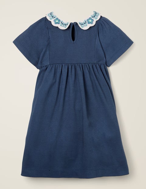 Embroidered Collar Dress - College Blue Embroidered Collar Dress - College Blue
