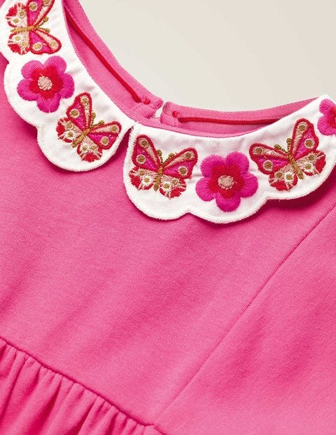 Embroidered Collar Dress - Pink Sorbet Embroidered Collar Dress - Pink Sorbet