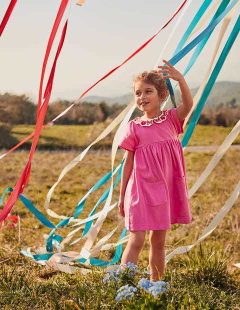 Embroidered Collar Dress - Pink Sorbet Embroidered Collar Dress - Pink Sorbet