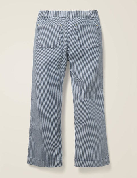 Embroidered Pocket Jeans - Indigo Blue Ticking Stripe Embroidered Pocket Jeans - Indigo Blue Ticking Stripe