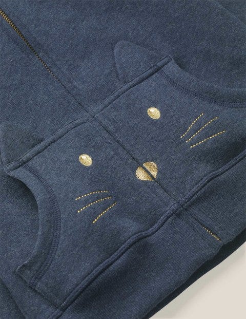 Cosy Cat Hoodie - College Blue Marl Cat Cosy Cat Hoodie - College Blue Marl Cat