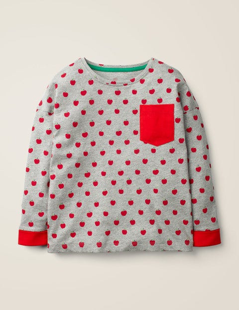 Printed Pocket T-Shirt - Grey Marl and Poppadew Apples Printed Pocket T-Shirt - Grey Marl and Poppadew Apples