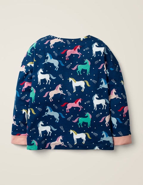 Printed Pocket T-Shirt - College Blue Unicorns Printed Pocket T-Shirt - College Blue Unicorns