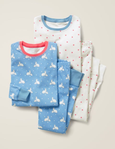 2 Pyjamas Longs - Lapins bleu ciel clair/étoiles 2 Pyjamas Longs - Lapins bleu ciel clair/étoiles