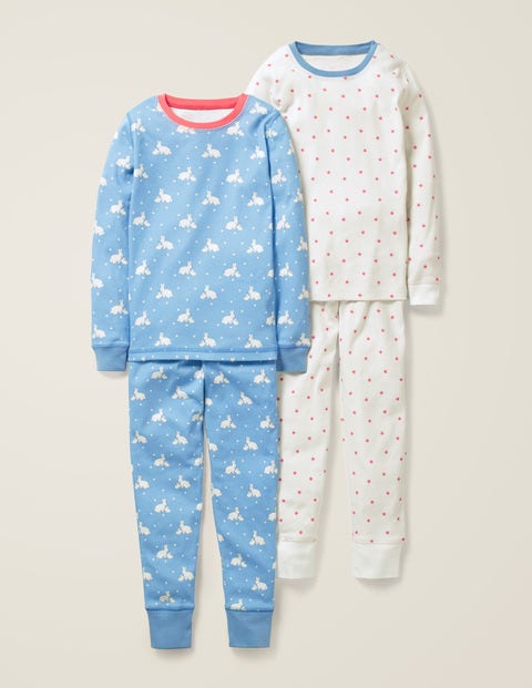 2 Pyjamas Longs - Lapins bleu ciel clair/étoiles 2 Pyjamas Longs - Lapins bleu ciel clair/étoiles